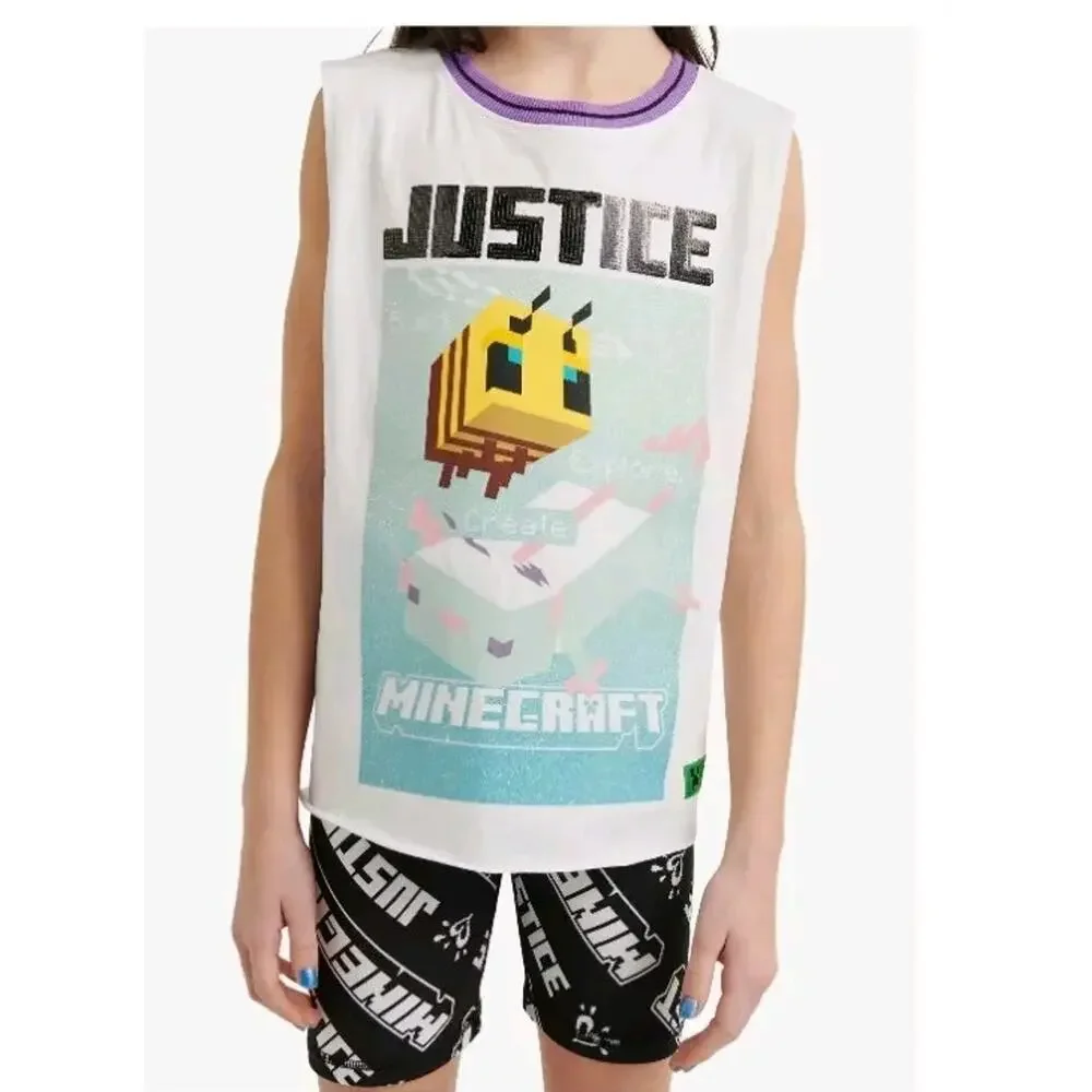 Justice Minecraft Tank Top Bike Shorts Outfit Girls(16P-18P)
